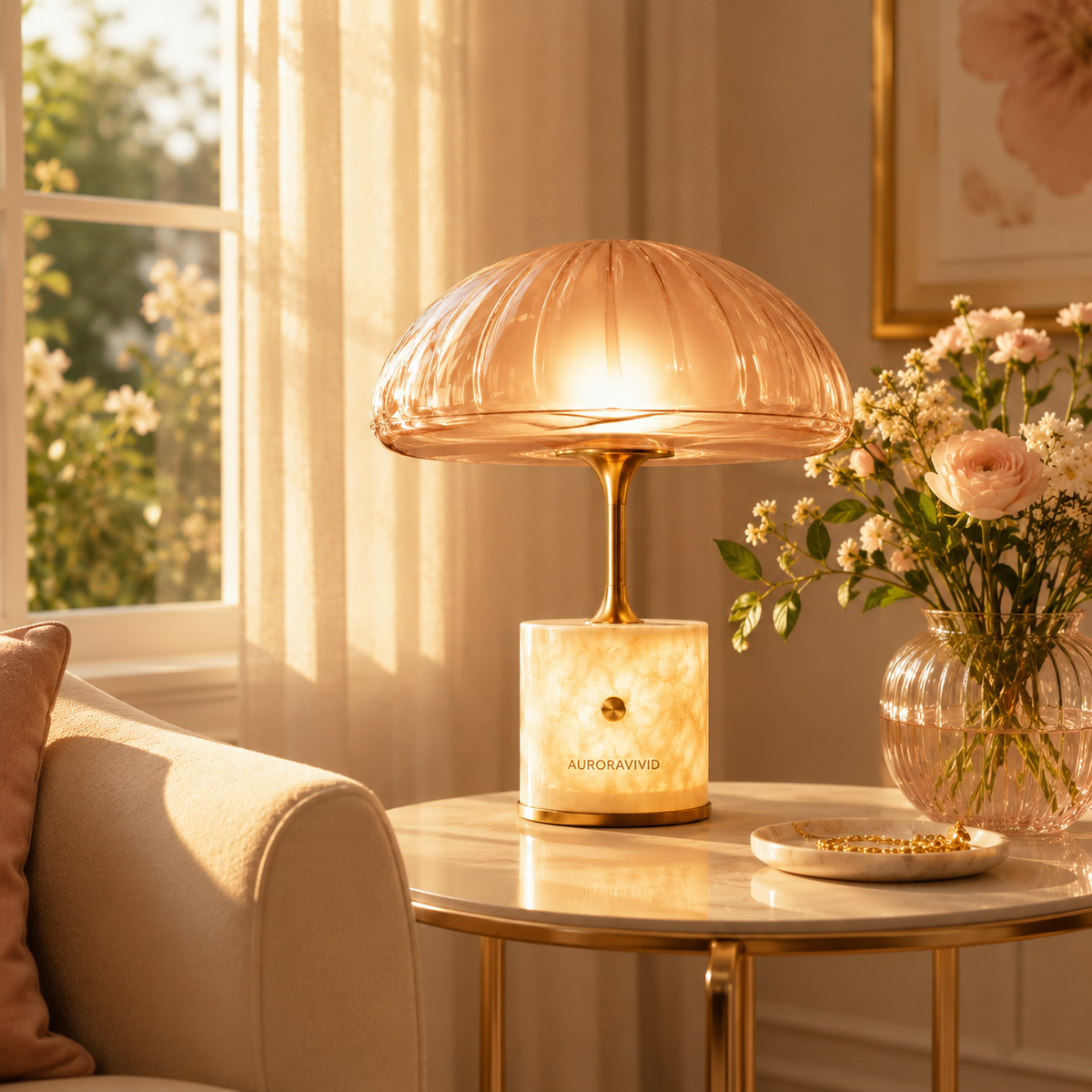 AURORAVIVID Blush Dome Mushroom Lamp image 3