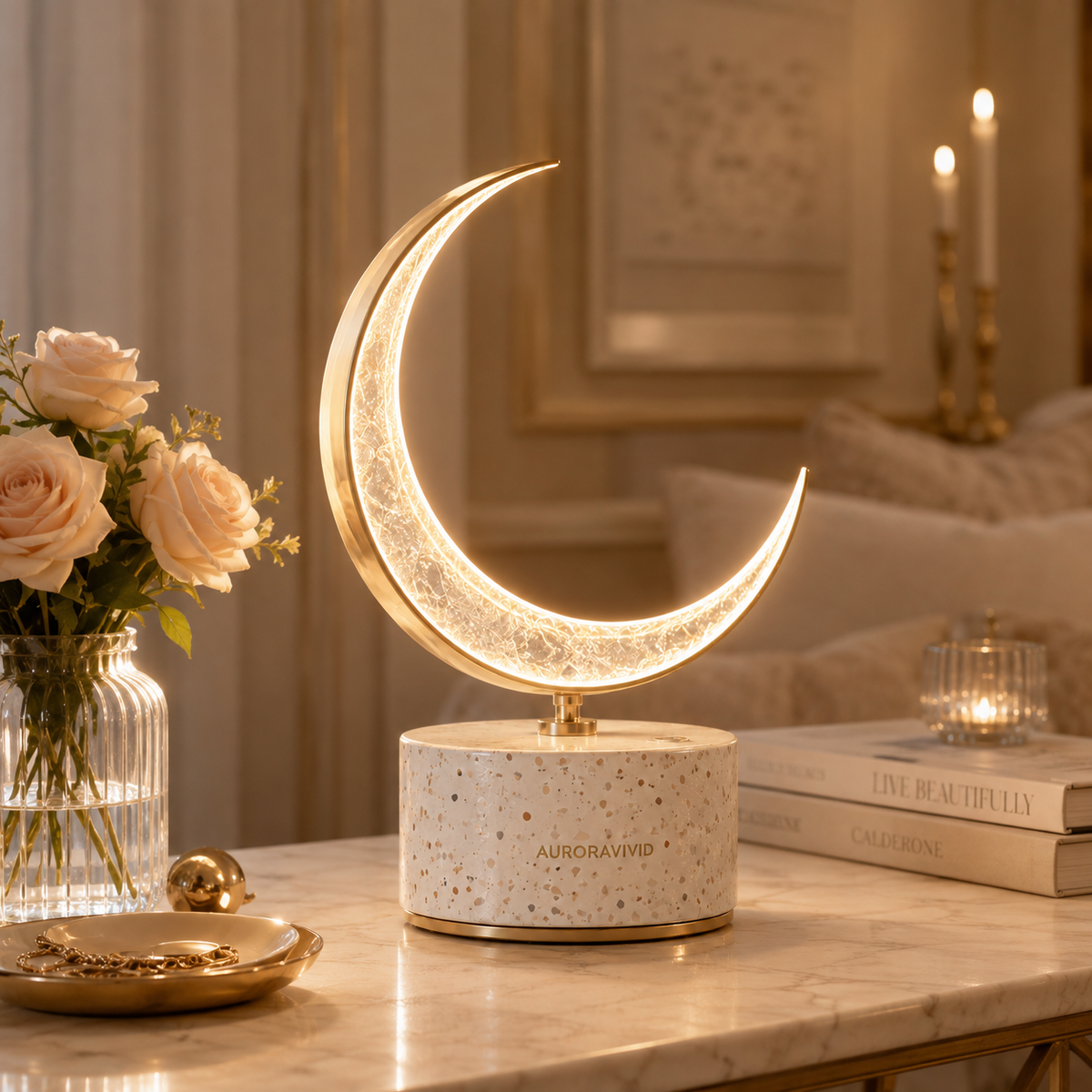 AURORAVIVID Crescent Glow Moon Lamp image 1